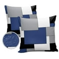 thumbnail image 2 of Outdoor Throw Pillow Cover Blue Black White Grey Art Waterproof Cushion Covers 2 Pack Splicing Modern Color Block Pillow Cases Home Decoration for Patio Garden Couch Sofa, 2 of 7