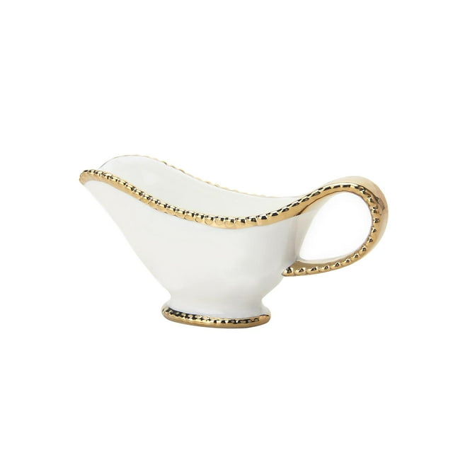 Lipstore Ceramic Gravy Boat Decorative Sauce Boat Container for Beefsteak Broth Party