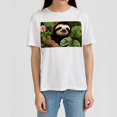 thumbnail image 4 of Sloth Classic White Cotton T-Shirt for Men - 100% Soft Cotton Tee Shirt for Everyday Wear - Comfortable Breathable Fabric - Casual Short Sleeve Top for Summer, 4 of 5