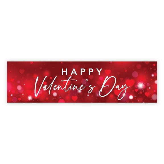 Koyal Wholesale Sparkly Hearts Happy Valentines Day Banner Cute Classroom Party Dcor 13x48