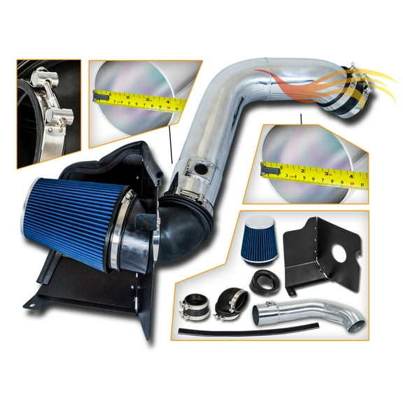 Cold Air Intake System with Heat Shield Kit   Filter Combo BLUE Compatible For 04-05 GMC Sierra/Chevy Silverado 2500HD/3500 V8 6.6L Duramax