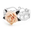thumbnail image 4 of Opvise Elegant Two Tone Women Rose Flower Hollow Band Finger Ring Wedding Jewelry Gift, 4 of 7