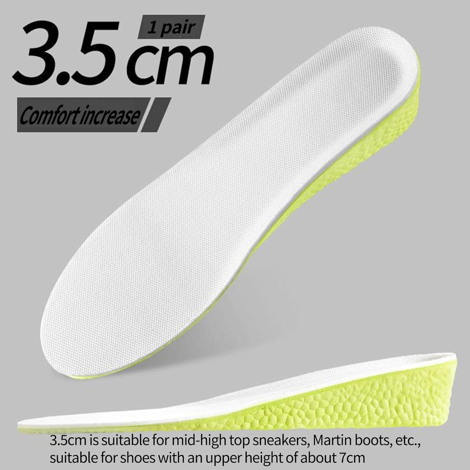FYBTOF Height Increase Shoe Insoles Increasing Height Insoles Invisible Height Boost Insole Height Increase Insoles for Hiking Running Walking