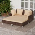 thumbnail image 1 of Gymax Outdoor Rattan Double Daybed Wicker Chaise Lounge for 2 w/ Seat & Back Cushions Brown, 1 of 10