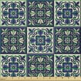 thumbnail image 2 of Ambesonne Moroccan Fabric by the Yard Microfiber, Squares Azulejo Tiles, 1 Yard, Navy Blue Beige, 2 of 2
