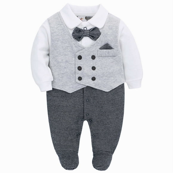 famuka Baby Boys Outfit Newborn Gentleman Suit Gentleman Formal Tuxedo Wedding Baptism Birthday