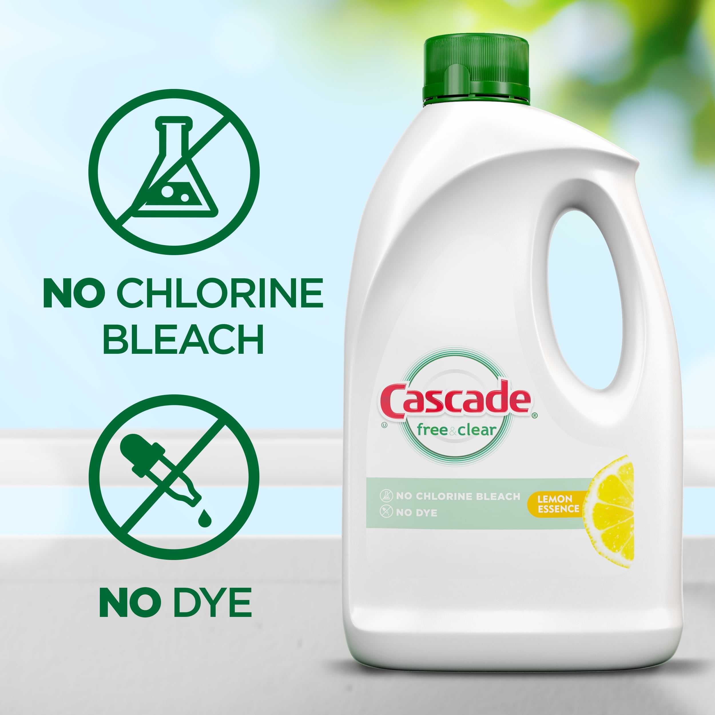 Cascade Free & Clear Dishwasher Detergent, Lemon Essence, 60 fl oz