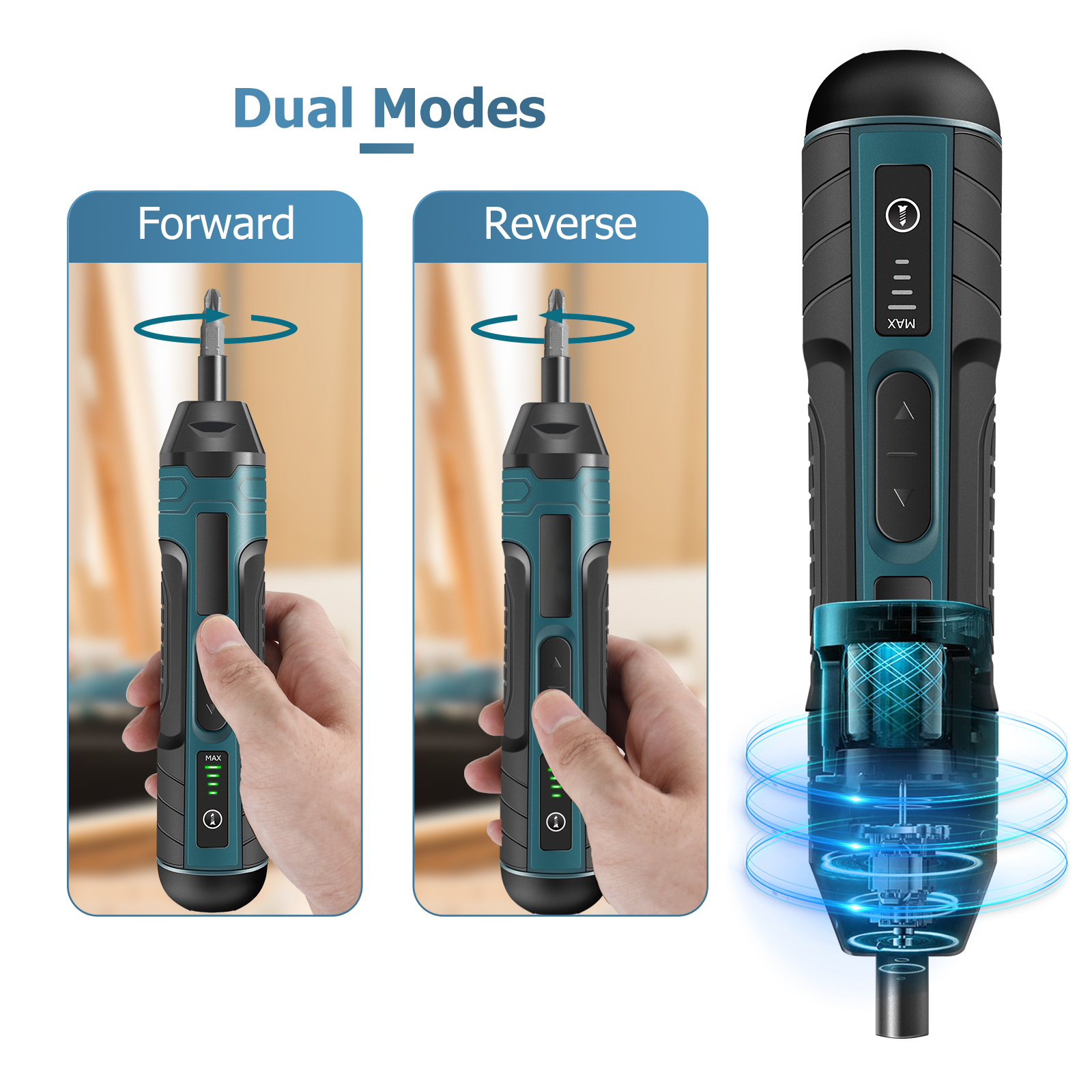 JENABOM 21 in 1 Electric Cordless Screwdriver, 3.6V Rechargeable Power Screwdriver, 5N.m Max Torque, 4-Gear Torque, LED Light, for DIY Repair