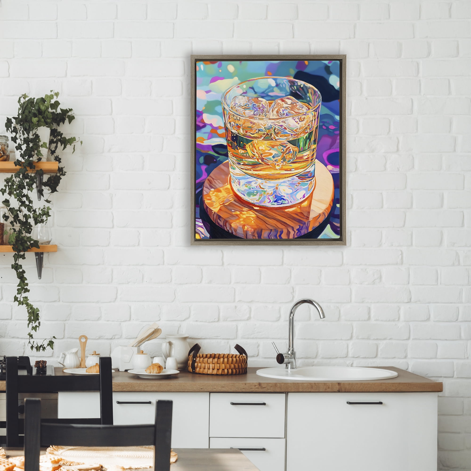 Stupell Industries Ice Cold Glass Reflections Brown Framed Floater Canvas Wall Art, design by Creative Studio