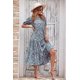 thumbnail image 4 of Vestido bohemio casual de verano para mujer, vestido floral con volantes y mangas abullonadas, cintura alta, vestidos de playa midi, 4 of 4