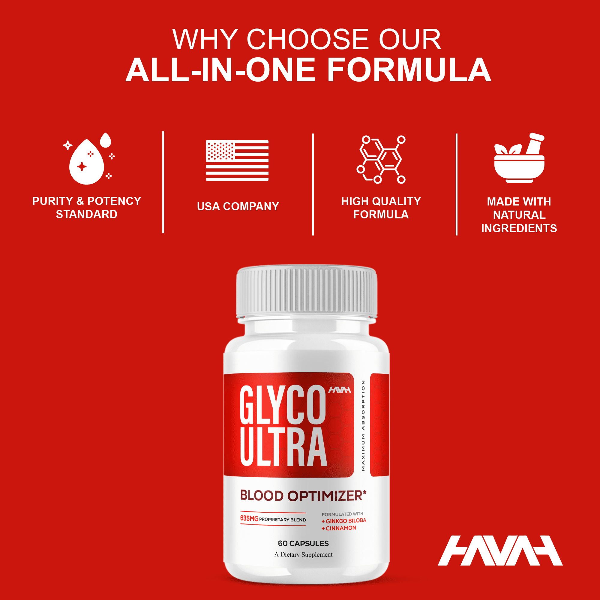 (2 Pack) Glyco Ultra Blood Optimizer Capsules, GlycoUltra Advanced Formula Support Supplement (120 Capsules)