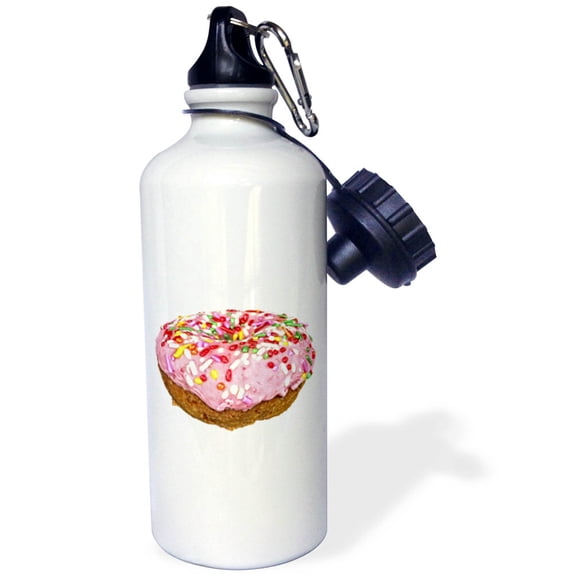3dRose, Strawberry Glazed Donut with Sprinkles, Flip Straw 21oz Water Bottle