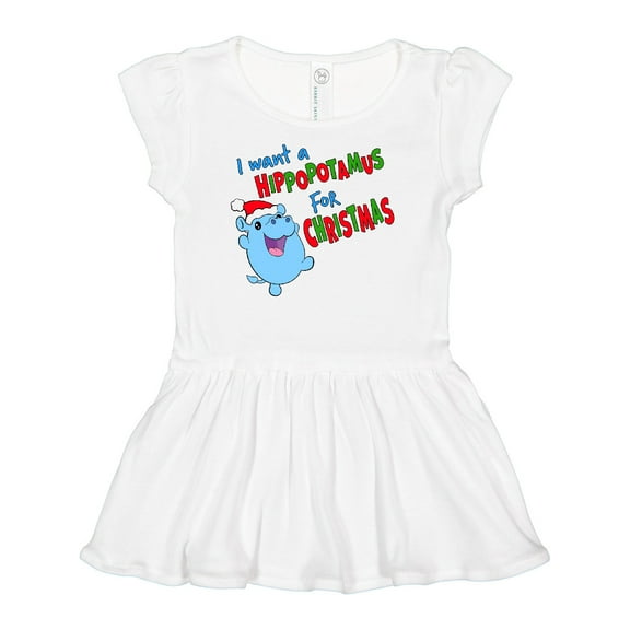 Inktastic I Want a Hippopotamus For Christmas Cute Stuffed Hippo Girls Baby Dress