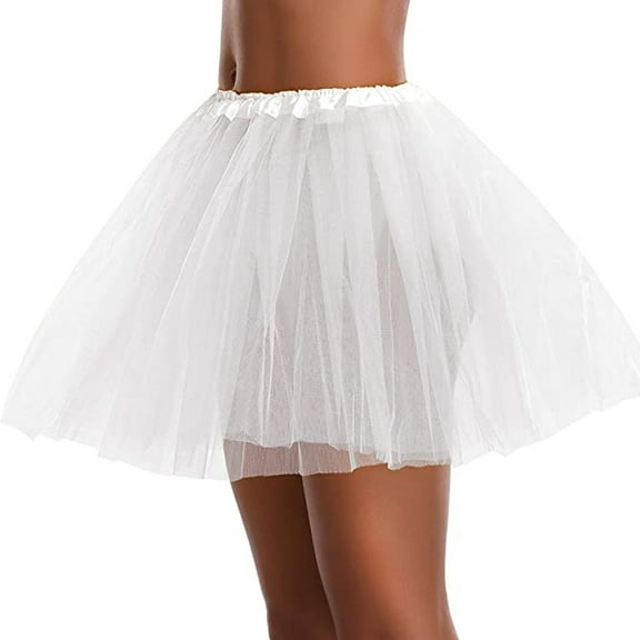 QENGING Womens Skirt Summer Tutu Tulle Skirt Pleated Gauze Short Skirt Adult Dancing Skirt 3 Layered Casual