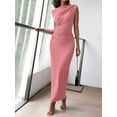 thumbnail image 2 of Women'S Ruched Bodycon Dress Summer Casual Sleeveless Back Slit Elegant Club Evening Cocktail Maxi Dresses Pink M, 2 of 7