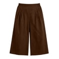 thumbnail image 5 of Khunlpohl Womens Capri Pants Plus Size Wide Legs Palazzo Elastic High Waist Pant Casual Baggy Plain Capris Trousers with Pockets, 5 of 7