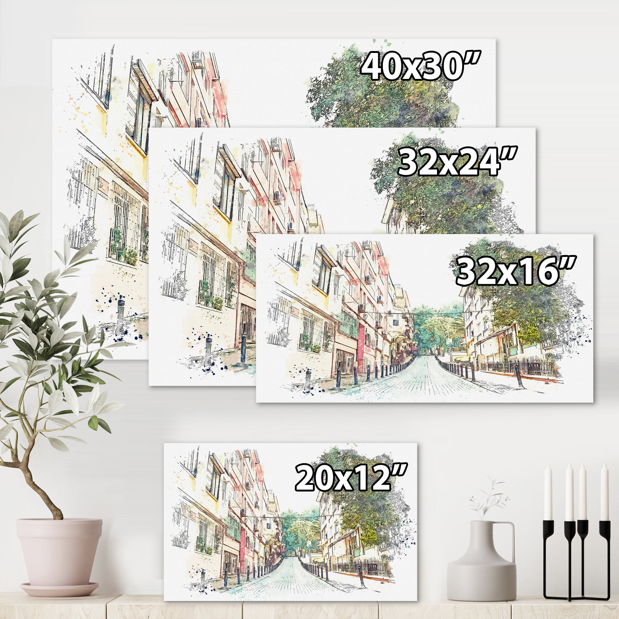 Designart ' Traditional Street In City Istanbul ' Traditional Canvas Wall Art Print
