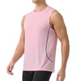 thumbnail image 2 of Ceisia Men's Summer Casual Sleeveless Tank Top Solid Color Round Neck Pullover Breathable Athletic Vest Gifts for Father Pink L, 2 of 9