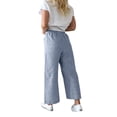 thumbnail image 3 of DYMADE Women Casual Striped Pocket Elastic Waist Crop Pants, 3 of 4