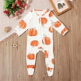 thumbnail image 2 of TBWNWG Baby Girls Halloween Outfit Romper Jumpsuit Long Sleeve Pumpkin Print Footed Pajamas Autumn Winter Cute for 0-12 Months,Sizes 3-6 Months, 2 of 8