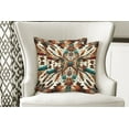 thumbnail image 4 of Ambesonne Rustic Throw Pillow Cover Pack of 2, Aztec Inspired Feathers Art, 2 Pcs-24" x 24", Cinnamon Redbrown and Teal, 4 of 5