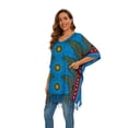 thumbnail image 5 of Beautybatik Blue Women Plus Size Tunic Tops Boho Flora Printed Short Sleeve V Neck Shirt 4x, 5 of 7