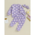 thumbnail image 4 of Diconna Baby Girl Fall Outfits Daisy Print Crew Neck Long Sleeve Sweatshirts Long Pants Headband 3Pcs Clothes Set 18-24 Months, 4 of 8