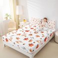 thumbnail image 3 of Manfei Halloween Themed Bed Sheets,Fall Leaves Print Full Size Sheets,White,4-Piece,1 Flat Sheet, 1 Fitted Sheet and 2 Pillowcases, 3 of 6