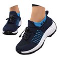 thumbnail image 4 of Daznico Women's Breathable Knit Sneakers - Lightweight Platform Shoes with Non- Sole for Walking, Yoga & Gym,Color:Blue,Size:8.5, 4 of 9