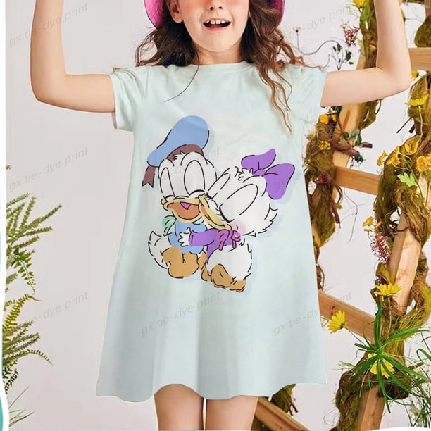 Novedad de verano, vestido para niñas, moda para niñas, vestido para niños Donald, vestido de princesa para niños, pijamas finos para niñas 5T Gao Jinjia LED