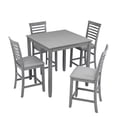thumbnail image 3 of PORKISS 5 Piece Dining Table Set, Wood Counter Height Kitchen Table Set, Dining Room Set with Upholstered Chairs Ladder Backrest, Gray, 3 of 11