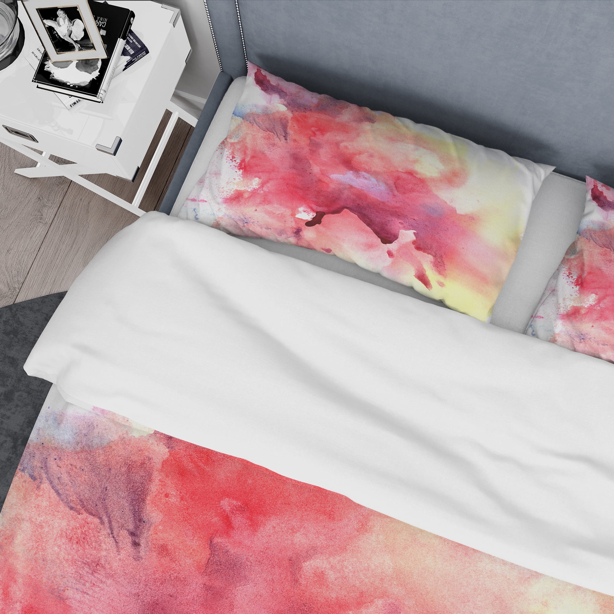 Designart 'Abstract Composition of Pink and Purple' Mid-Century Modern Duvet Cover Set