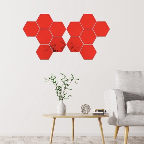 Decoración de pegatinas de pared, 12 piezas, 4 cm, hexagonales, pegatinas de pared hexagonales, pegatinas de pared de espejo, resistentes y resistentes Jadeshay A