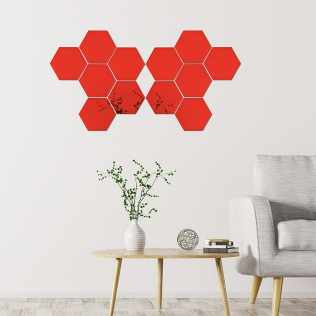 Etiqueta De La Pared ANGGREK Hexagonal 12Pcs 4 Cm Hexagonal DIY Pegatinas De Pared 3D Espejo Decoración Para El Hogar