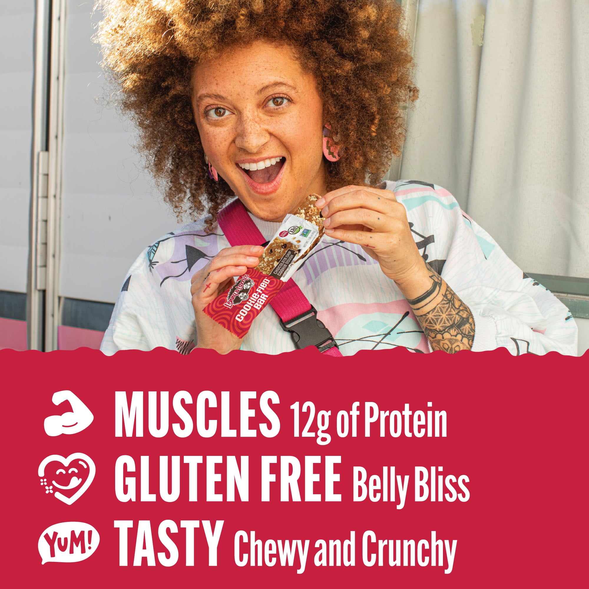 Lenny & Larry's  Cookie-fied Bar - Chocolate Chip Cookie Dough Protein Bars 9x45g - Healthy Snacks with 12g Plant Protein & 5g Fiber - Gluten free Power Bar, Keto Friendly, Non-GMO & Vegan