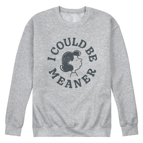 Peanuts - I Could Be Meaner Lucy - Men's Long Sleeve Crew Fleece Sweatshirt