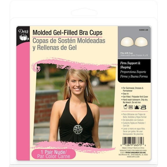 Dritz Molded Gel-Filled Bra Cups, A/B, 1 Pair, Nude