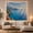 Blue Sea Village, variant on Scenic Characterized with Azure Waters Meeting, Serene Japanese Inspired for Japanese Art Lovers, Wall Decor, Mother'S Day Gift, Tapestry Wall Hanging for Dorm and Living Room