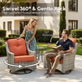 thumbnail image 6 of Vcatnet 5 Pieces Outdoor Patio Furniture Set High-Back Wicker Rattan Conversation Set Outdoor Sectional with Swivel Chairs and Coffee Table, Coarse Orange Red, 6 of 11