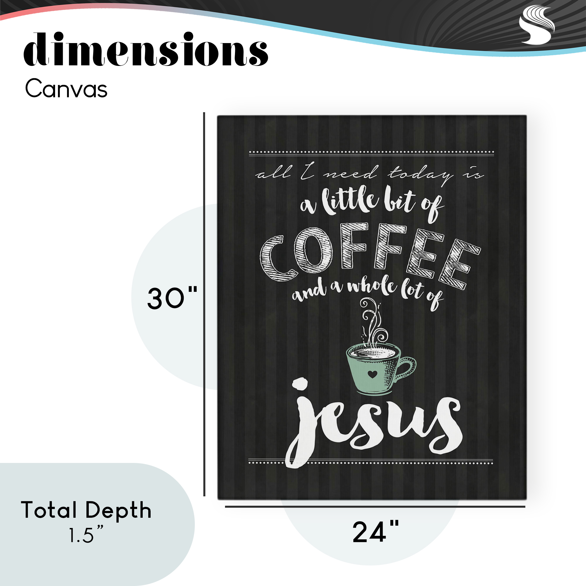 Little Coffee & Whole Lot Of Jesus Canvas Wall Art, design by Lettered and Lined