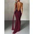 thumbnail image 5 of Black One Shoulder Ruched Backless Maxi Dress Evening Elegant, 5 of 30