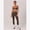 Brown, variant on Womens 2 Piece Workout Sets Seamless Color Block Sports Bra Scrunch Butt Lifting High Waist Leggings Gym Set Black