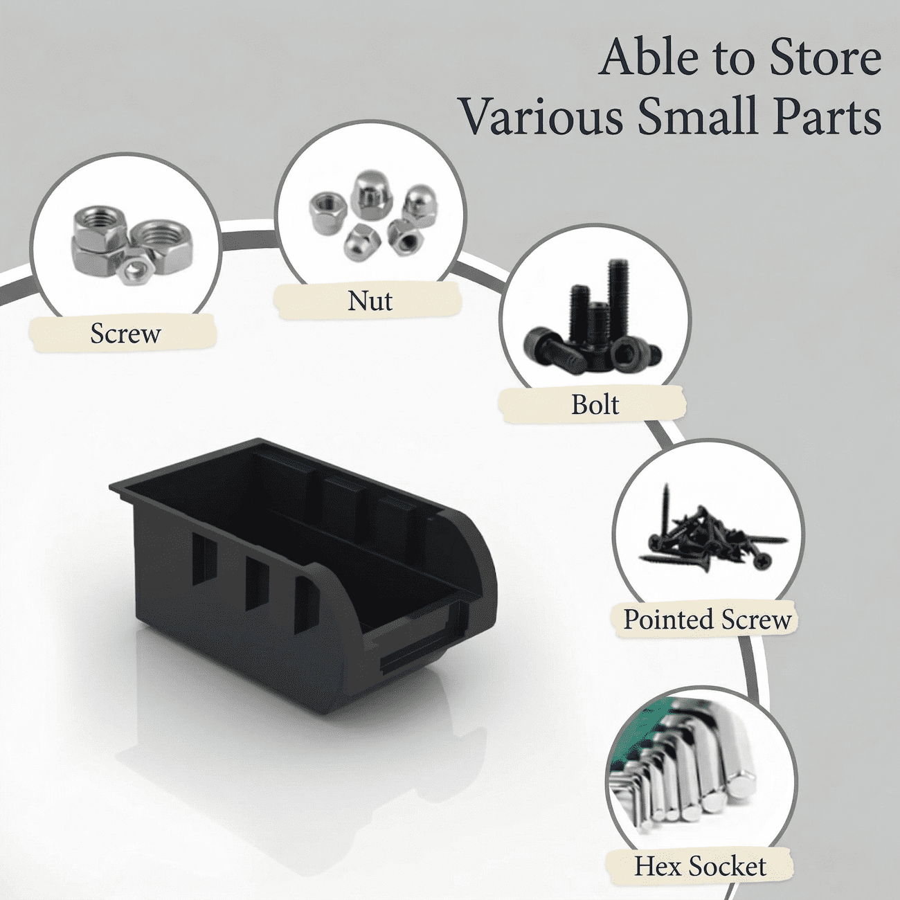 Wall Mounted Storage Bins 60PCS, Garage Parts Organizer System with 36 Red & 24 Black Bins, Pegboard Bolt & Screw Organizer, Plastic Tool Storage Bins for Hardware, Workshop, Small Parts