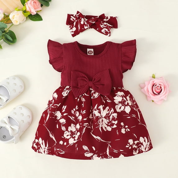 pop seller Children's Stitching A-line Skirt + Headscarf Two-Piece Set