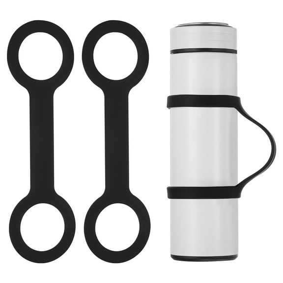 Uxcell 2 Pcs Water Bottle Carrier Grip Silicone Water Handle Grip, Black