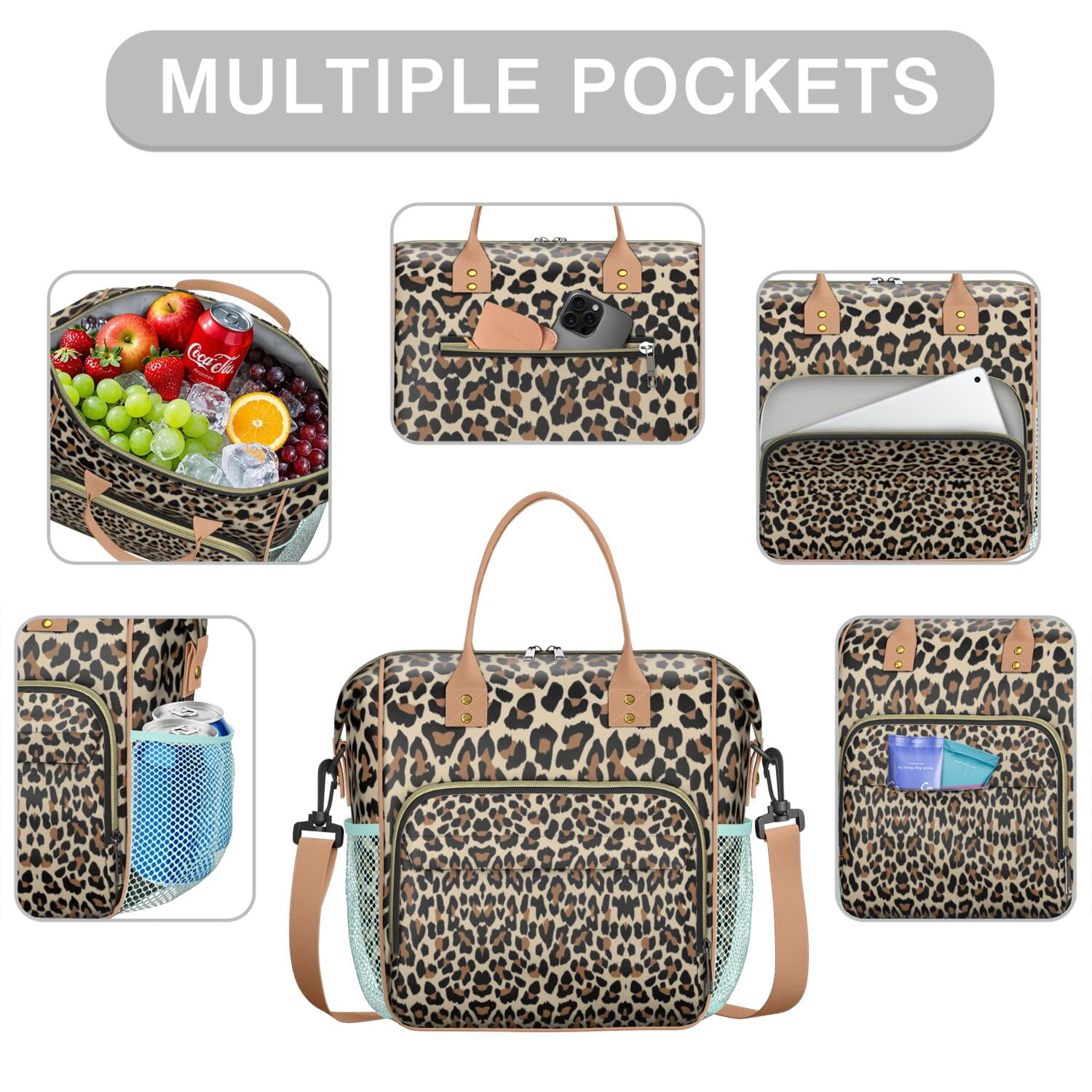 Cheetah Pattern Lunch Tote – Fashion Leopard Print Insulated Cooler Bag, Reusable Leakproof Lunch Box for Women, Perfect for Office or Gifting