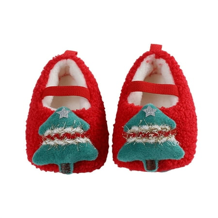 

Mubineo Baby Christmas Flat Shoes Soft Sole Non-slip Furry Indoor Outdoor Toddler Shoes for Girls Boys