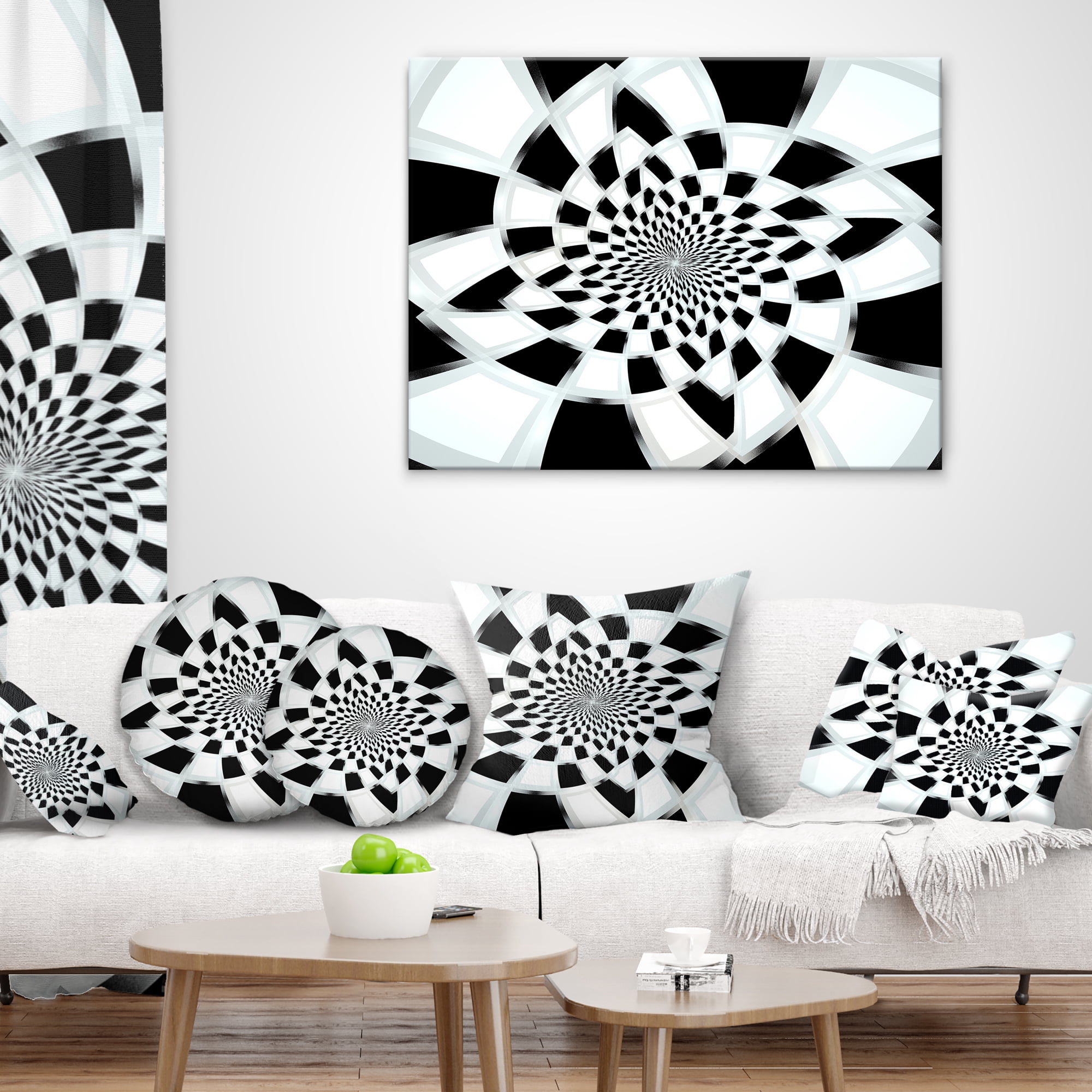 Designart Abstract Spiral Fractal Design - Abstract Throw Pillow - 16x16