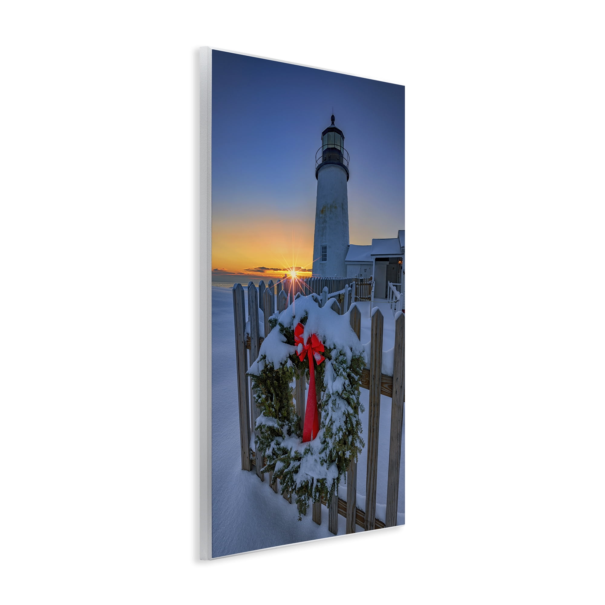 Stupell Industries Christmas Beach Lifehouse Holiday Painting Unframed Art Prints Wall Art, 10 x 15