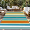 thumbnail image 2 of Blue Teal Orange Striped Outdoor Rug for Patio/Deck/Porch, Non-Slip Large Area Rug 5 x 7 Ft, Farmhouse Stripe Indoor Outdoor Rugs Washable Area Rugs, Reversible Camping Rug Carpet Runner, 2 of 8